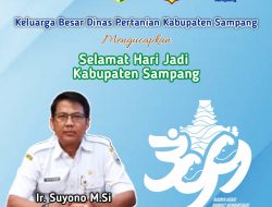 Kepala Dinas Pertanian Mengucapkan HUT Kota Sampang ke 399 Tahun